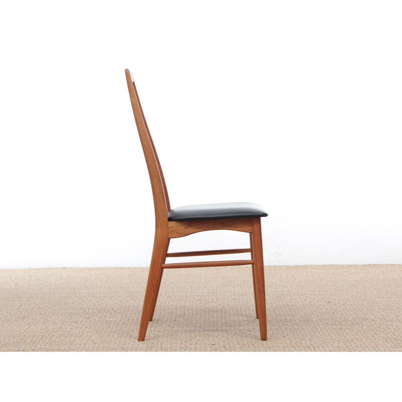 Suite van 4 Scandinavische vintage teakhouten stoelen model Eva van Niels Koefoed