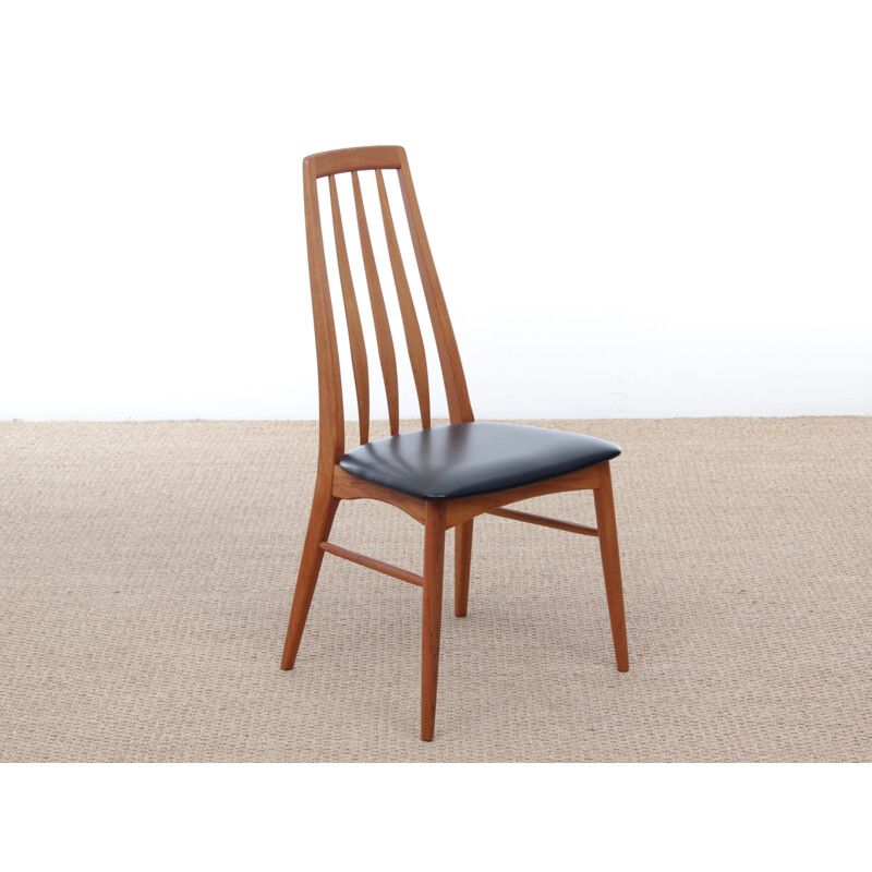 Suite de 4 chaises scandinaves vintage en teck modèle Eva par Niels Koefoed