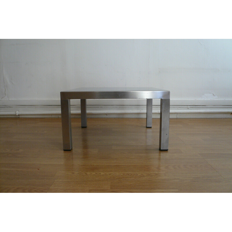 Design Steel coffee table in stainless steel, Maria PERGAY - 1970s