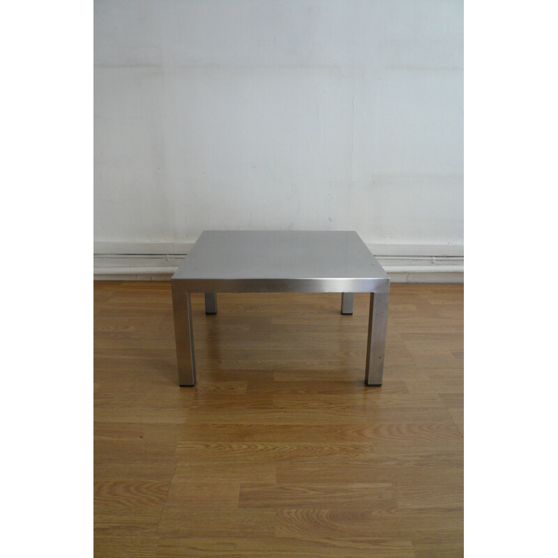 Design Steel coffee table in stainless steel, Maria PERGAY - 1970s
