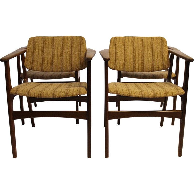 Conjunto de 4 poltronas de teca vintage de Erik Buch, 1960