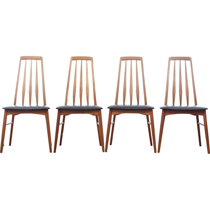 Suite de 4 chaises scandinaves vintage en teck modèle Eva par Niels Koefoed