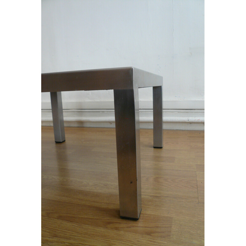 Design Steel coffee table in stainless steel, Maria PERGAY - 1970s