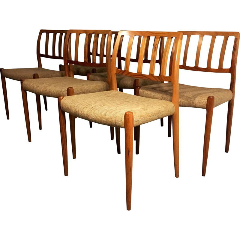 Lot de 6 chaises à repas Vintage Modèle 83 en palissandre de Niels O. Møller pour J.L. Møllers Møbelfabrik, 1960