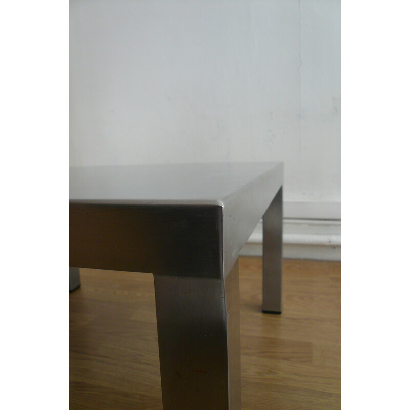 Design Steel coffee table in stainless steel, Maria PERGAY - 1970s