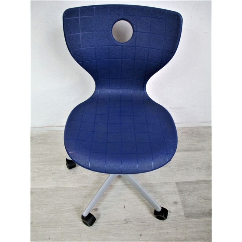 Vintage blue Swivel Chair by Verner Panton, Denmark, 1960s