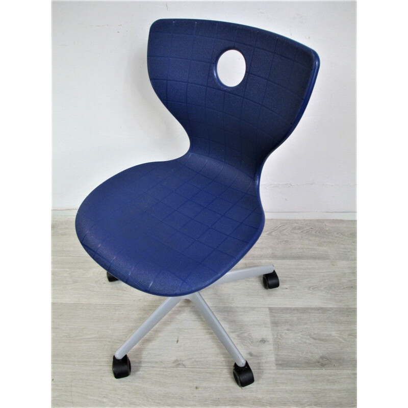 Vintage blauwe draaistoel van Verner Panton, Denemarken, 1960