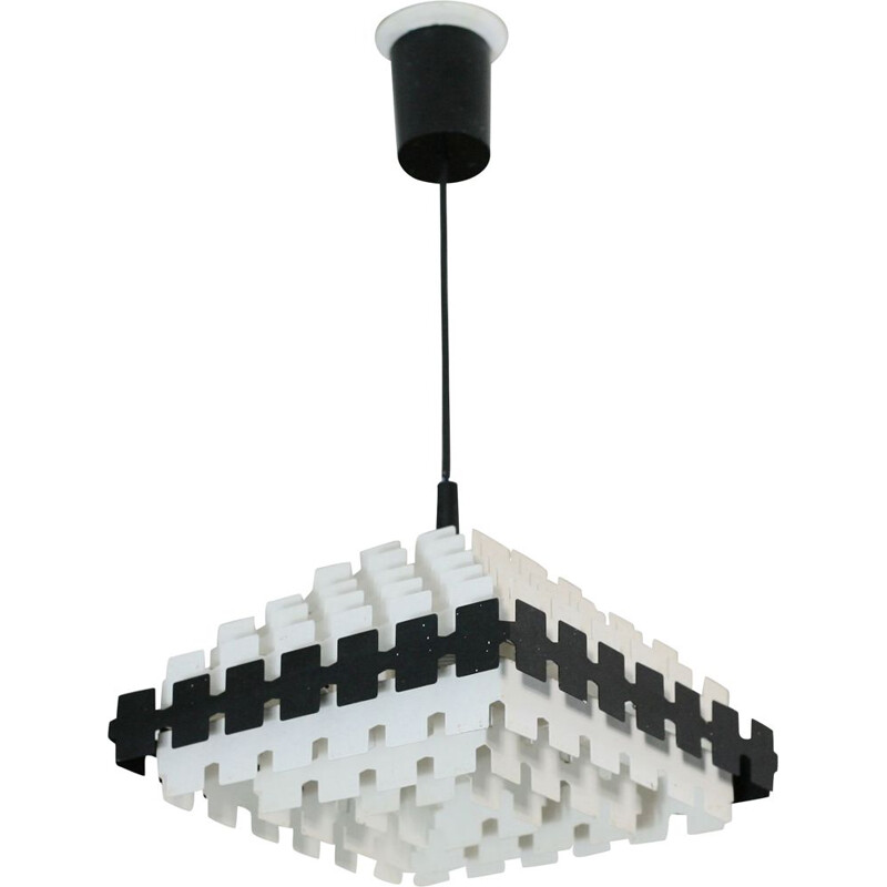 Vintage lacquered steel pendant lamp for Doria, 1970