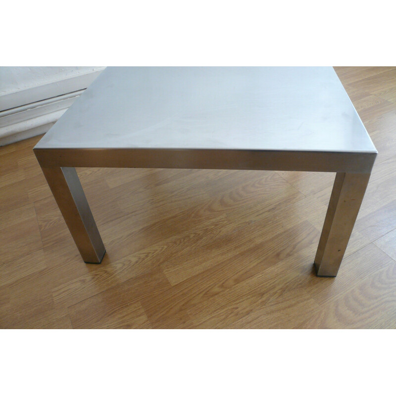 Design Steel coffee table in stainless steel, Maria PERGAY - 1970s