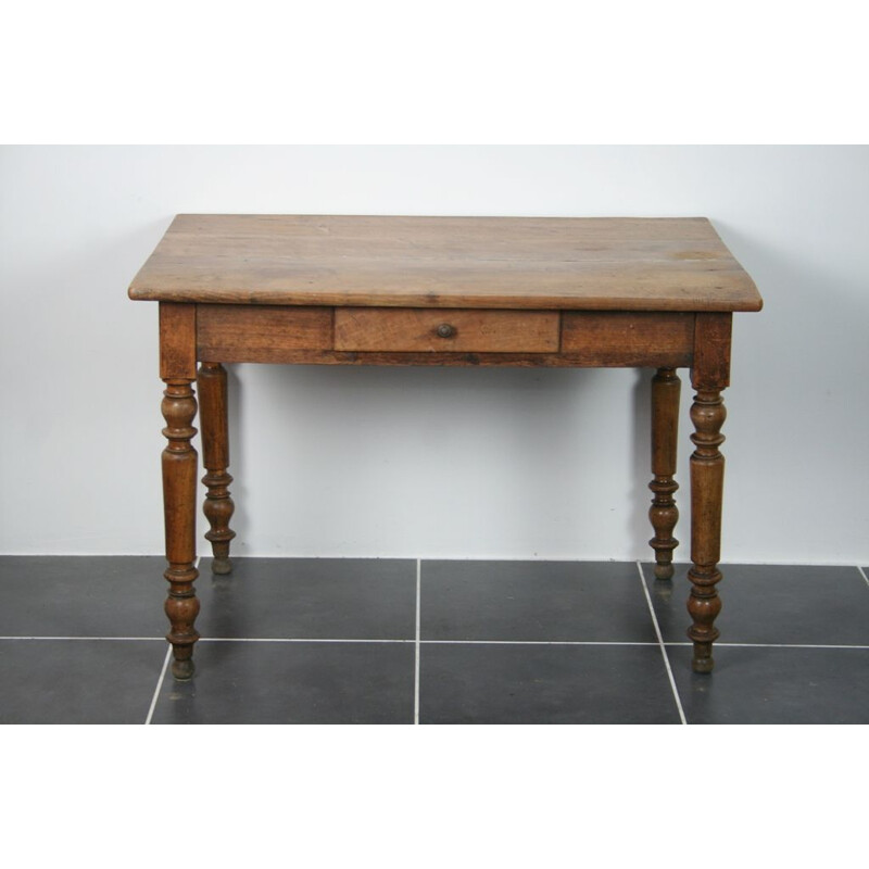 Table d'appoint vintage en bois massif avec tiroir