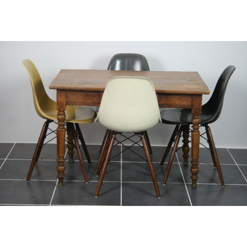 Vintage solid wood side table with drawer