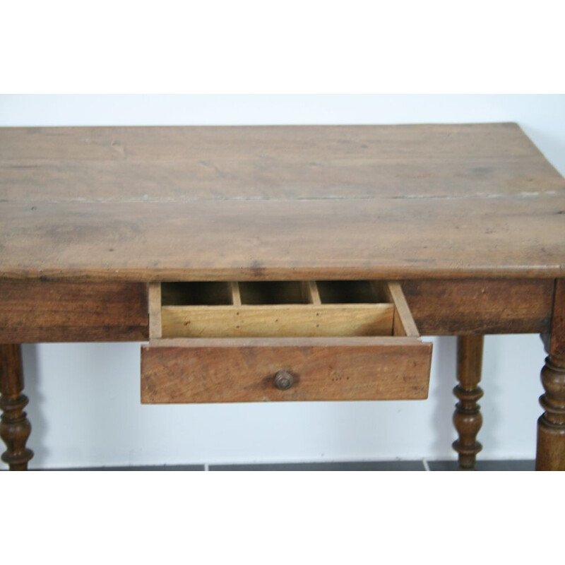 Table d'appoint vintage en bois massif avec tiroir