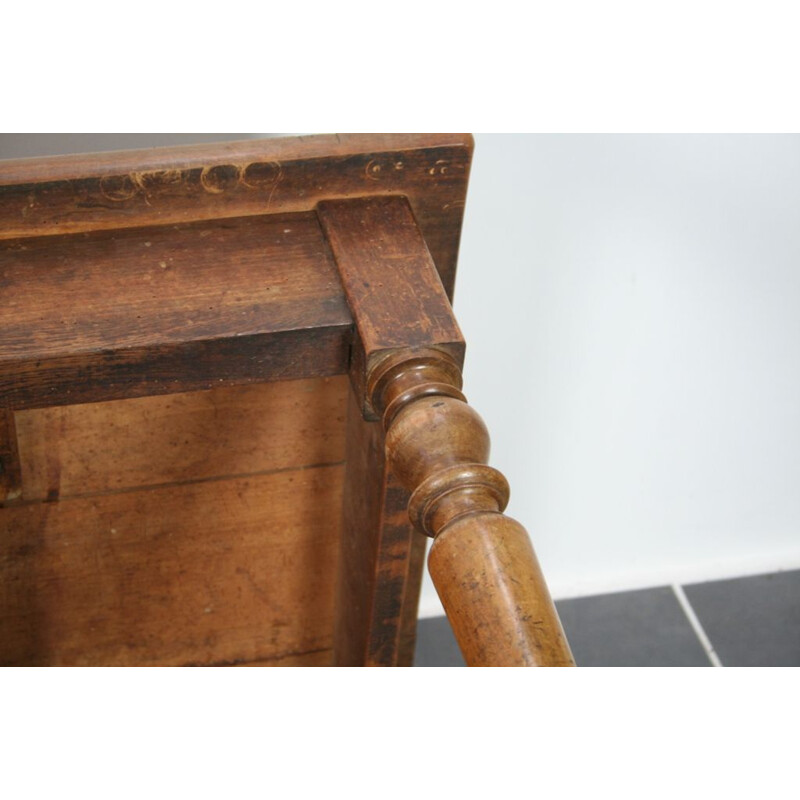 Vintage solid wood side table with drawer