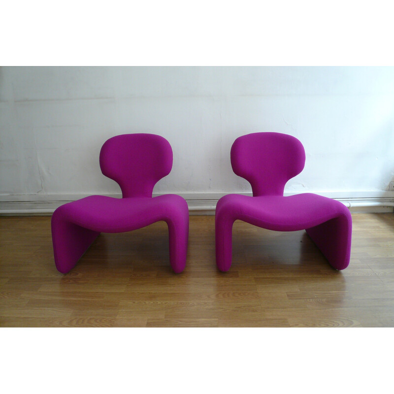 Airborne set of two "Djinn" purple low chairs, Olivier MOURGUE - 1965