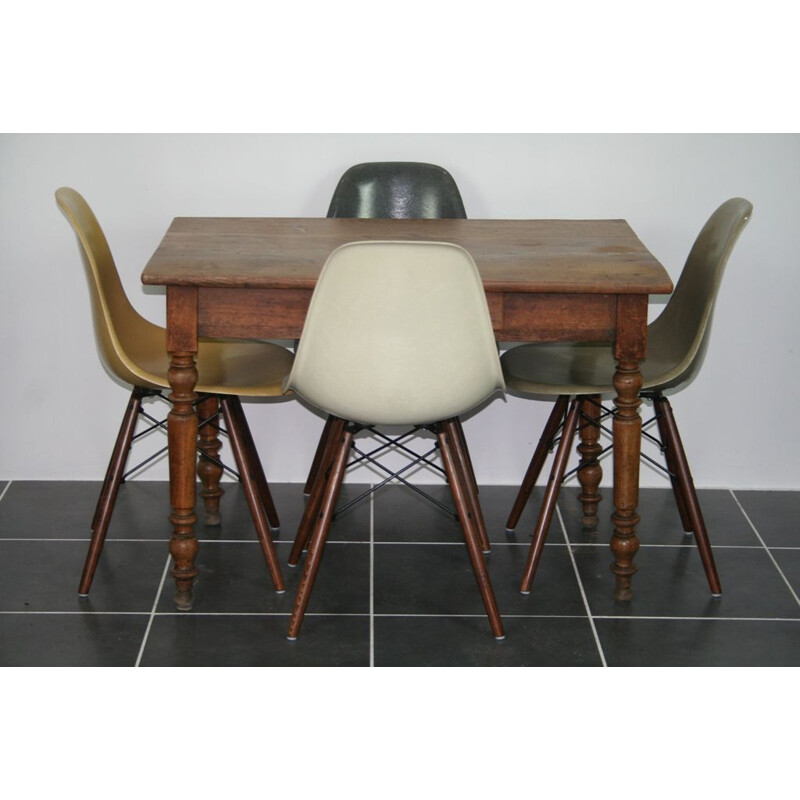 Vintage solid wood side table with drawer