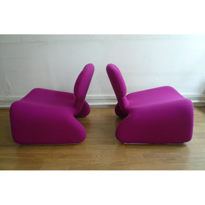 Airborne set of two "Djinn" purple low chairs, Olivier MOURGUE - 1965