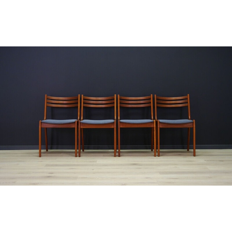 Ensemble de 4 chaises vintage en teck, 1960-70
