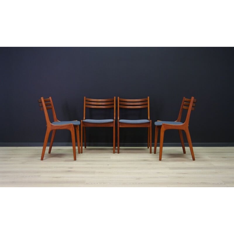 Ensemble de 4 chaises vintage en teck, 1960-70