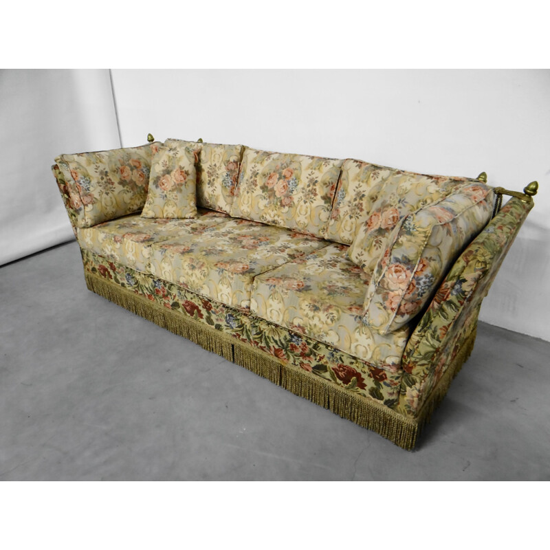 Velvet 3 seat sofa with bronze acorns
