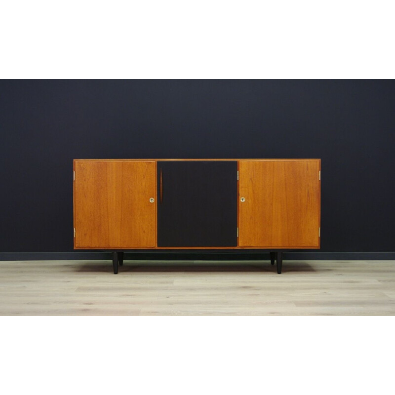 Enfilade vintage en teck avec porte noire, Danish Design, 1960