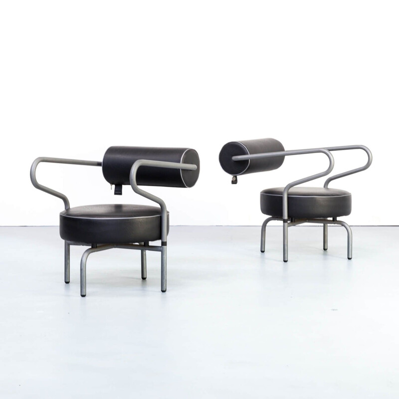 Pair of vintage black armchairs for The Natural Choice, Denmark, 1970