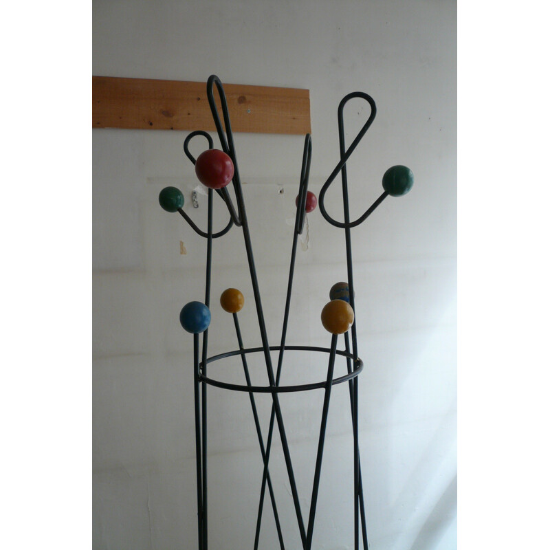 "Treble clef" coat rack in steel, Roger FERAUD - 1950
