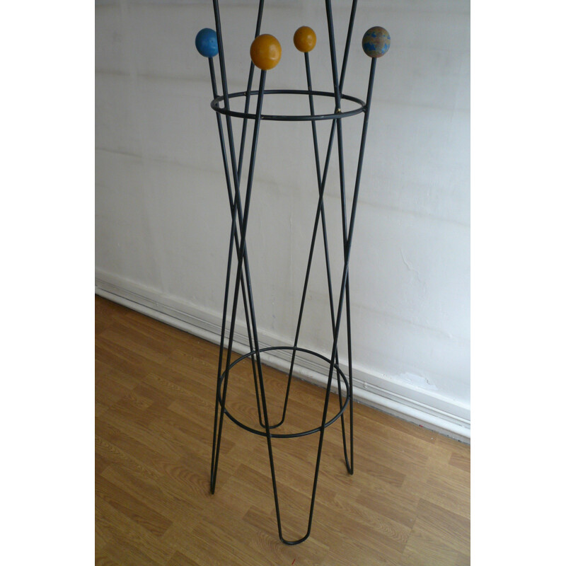 "Treble clef" coat rack in steel, Roger FERAUD - 1950