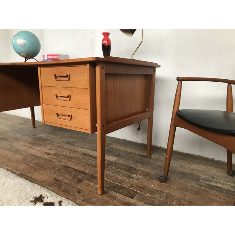 Bureau scandinave en teck Dyrlund design denmark 1950 1960