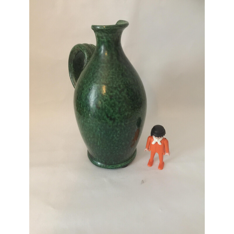 Vintage green ceramic vase by Foucart Jourdan, Vallauris