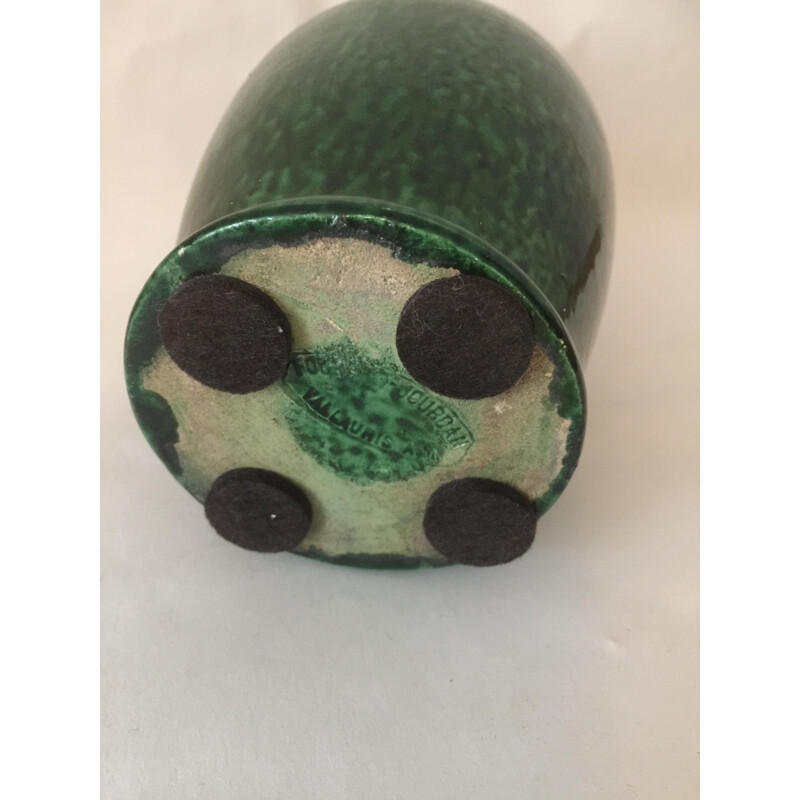 Vintage green ceramic vase by Foucart Jourdan, Vallauris