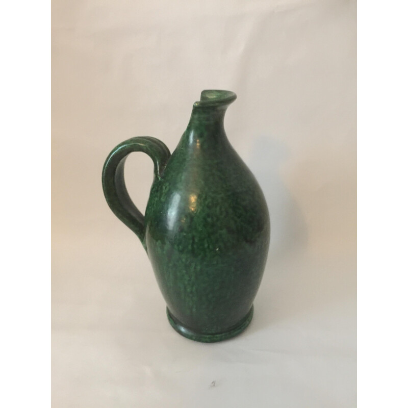 Vintage green ceramic vase by Foucart Jourdan, Vallauris