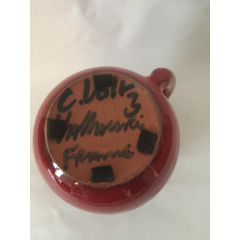 Vintage glazed ceramic pitcher by Charles Voltz, Vallaruis