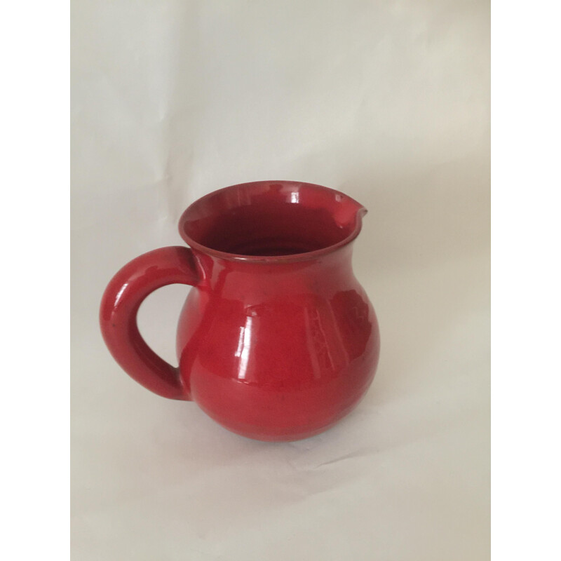 Vintage glazed ceramic pitcher by Charles Voltz, Vallaruis