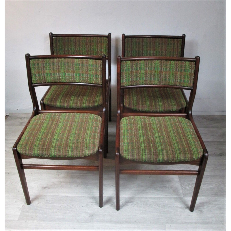 Juego de 4 sillas vintage de palisandro, Dinamarca, años 70