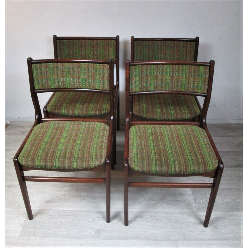 Set of 4 vintage rosewood chairs, Denmark, 1970s