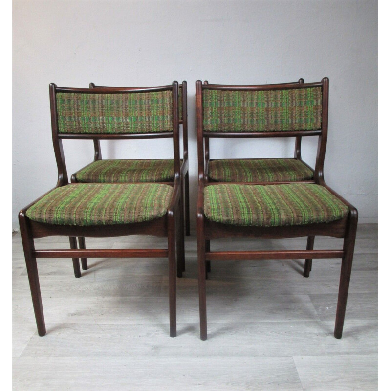 Satz von 4 Vintage-Stühlen aus Rosenholz, Dänemark, 1970er Jahre