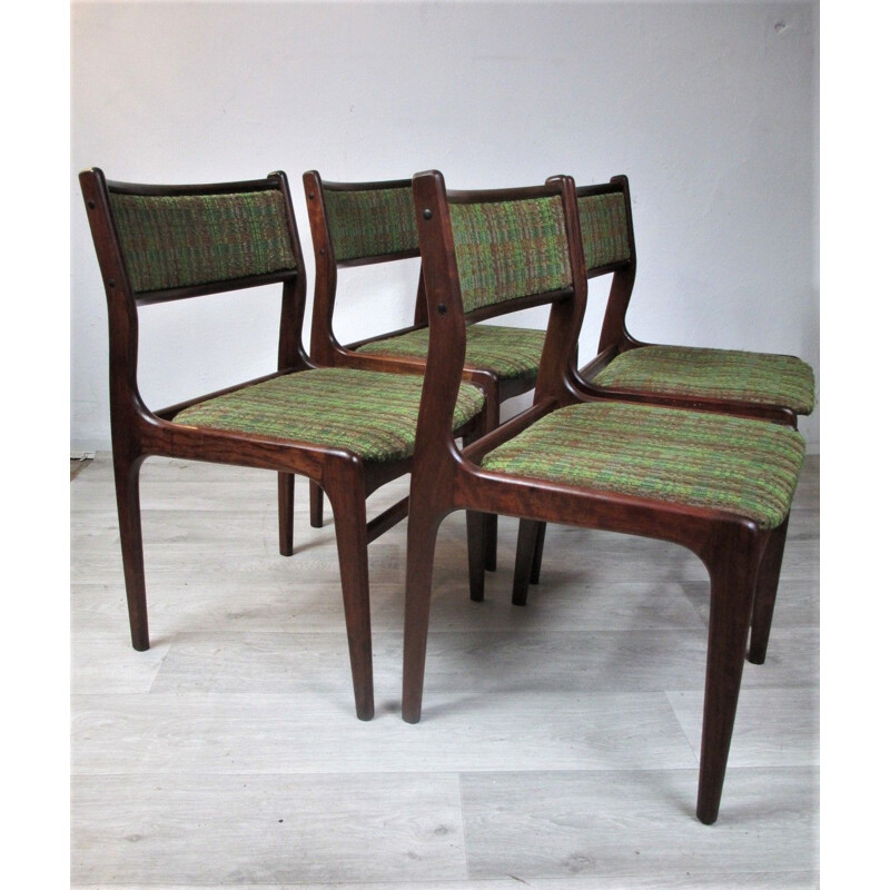 Set van 4 vintage rozenhouten stoelen, Denemarken, 1970