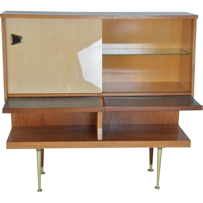 Vintage secretary in glass and wood, Italy, 1960s