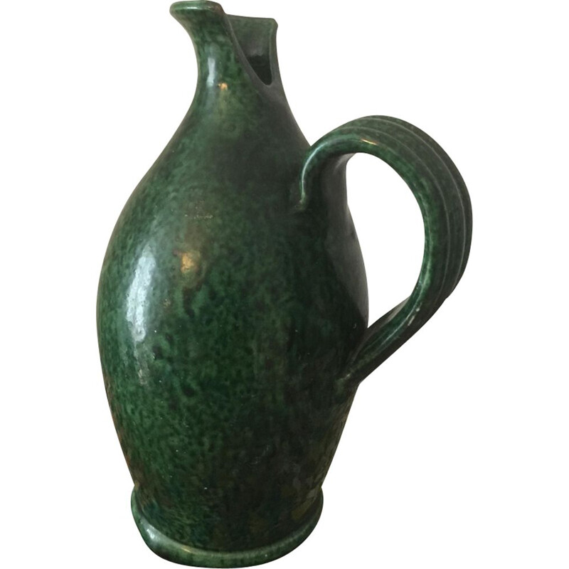 Vase vintage en céramique vert par Foucart Jourdan, Vallauris