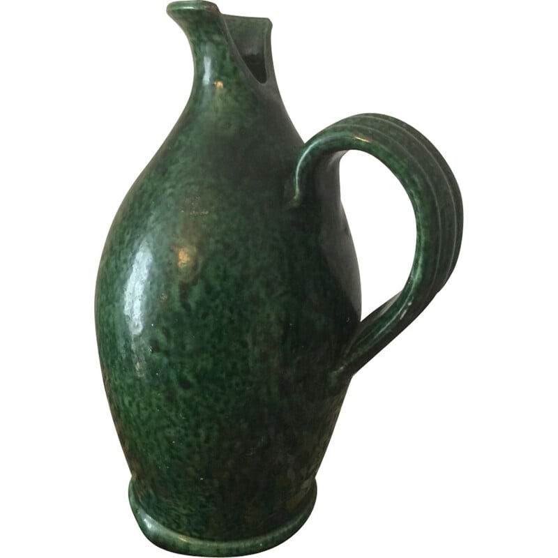 Vintage green ceramic vase by Foucart Jourdan, Vallauris