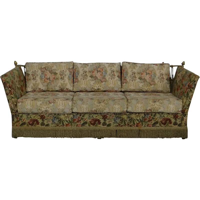 Velvet 3 seat sofa with bronze acorns