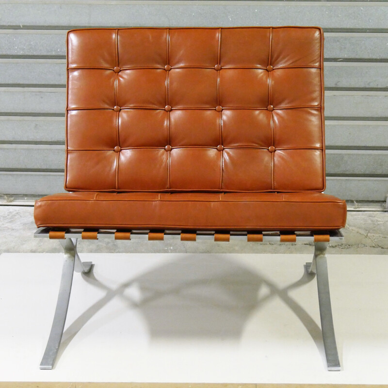 Vintage leather armchair model BARCELONA for Knoll international, 1964