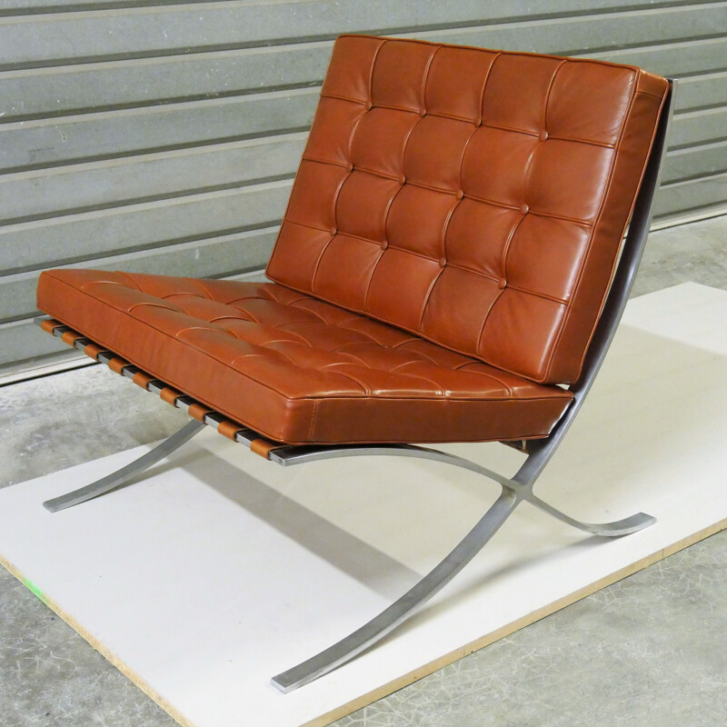 Vintage leather armchair model BARCELONA for Knoll international, 1964