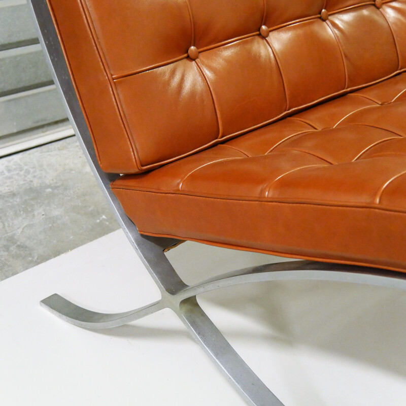 Vintage lederen fauteuil model BARCELONA voor Knoll International, 1964