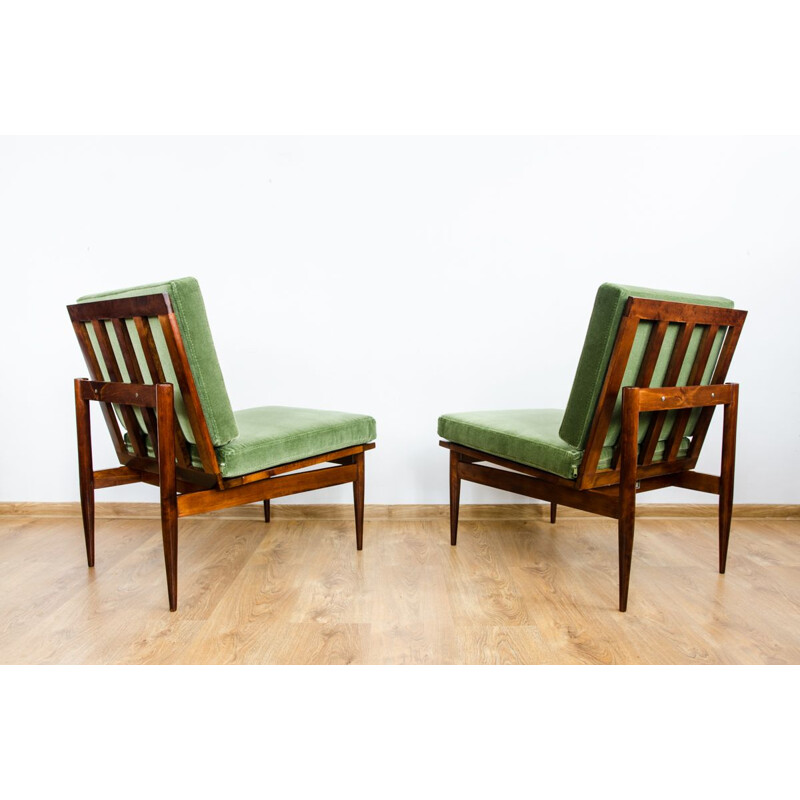 Pair of vintage green armchairs, 1965