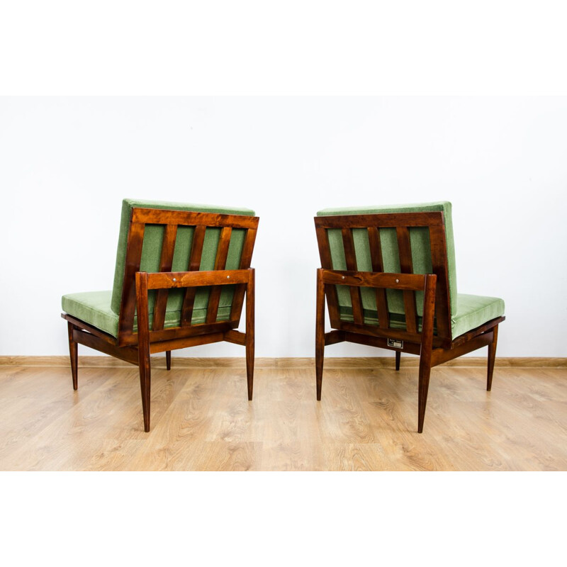 Pair of vintage green armchairs, 1965