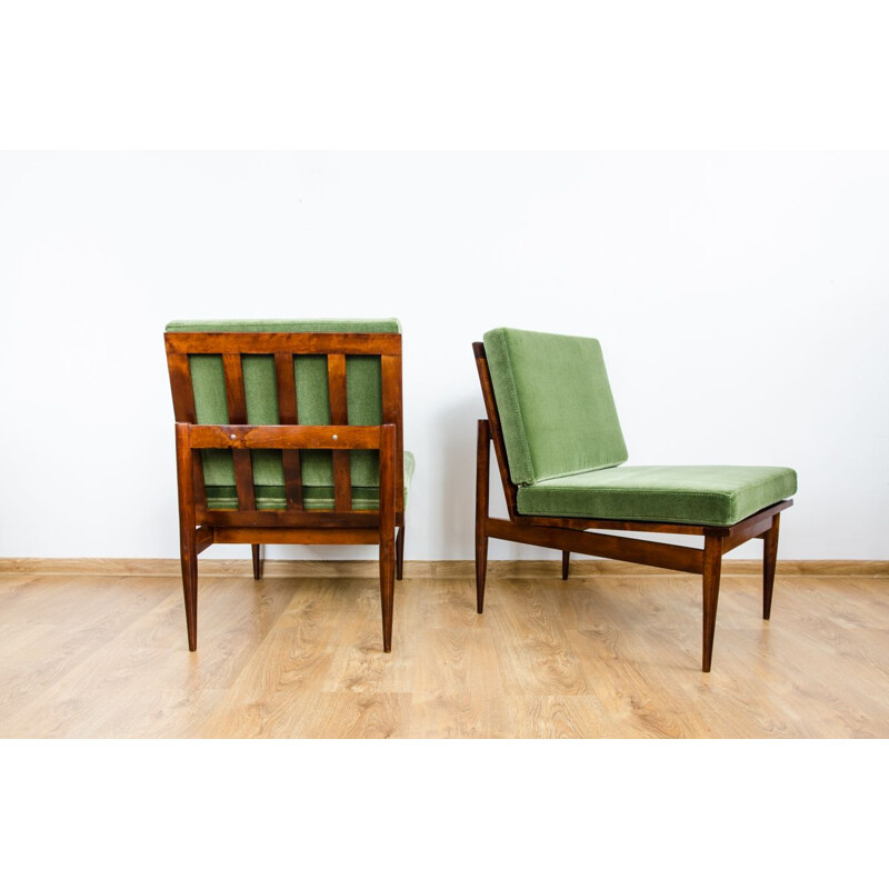 Pair of vintage green armchairs, 1965