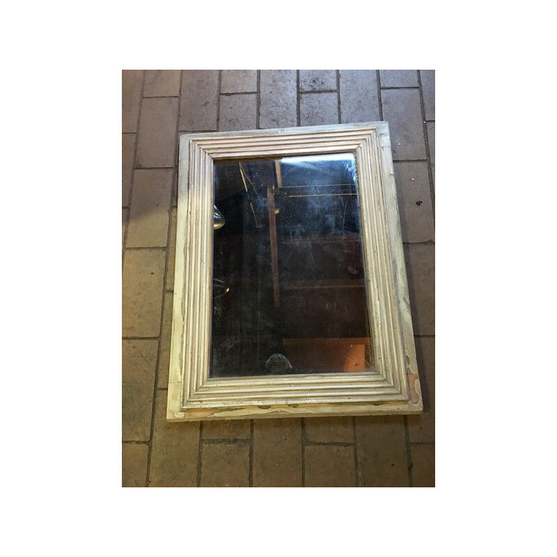 Art-Deco wooden vintage rectangular mirror