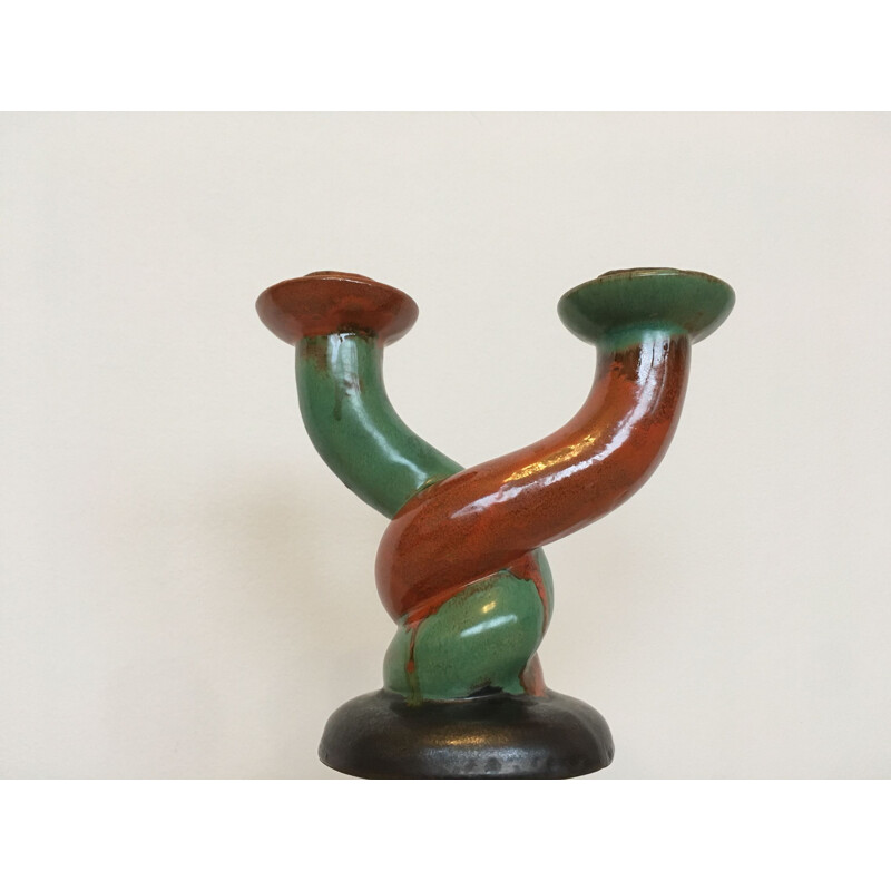 Vintage Art Deco candelabro, Checoslovaquia 1930