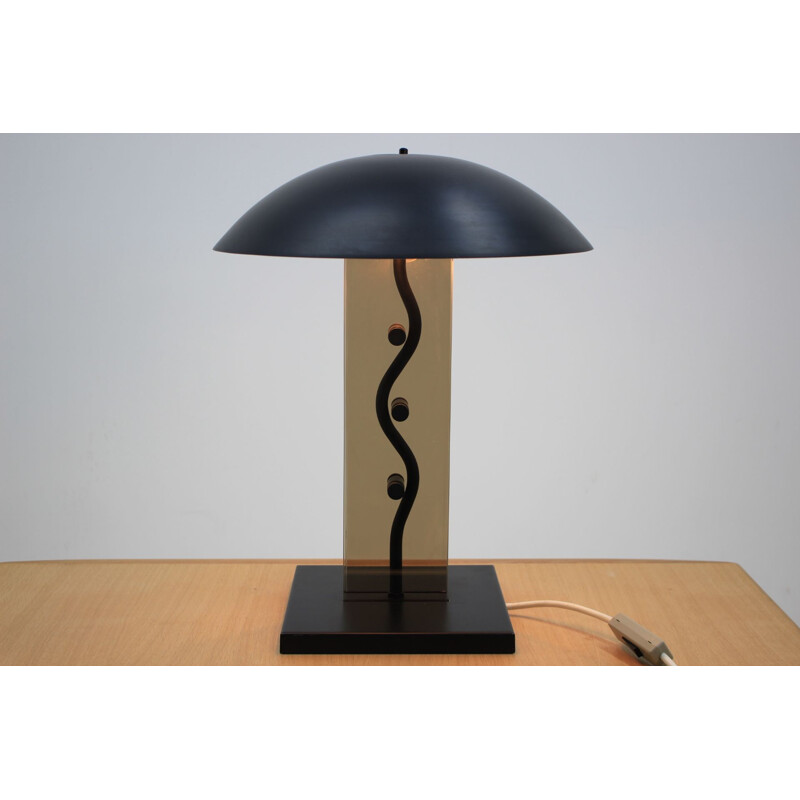 Lampe de table noire vintage de Kamenický Šenov, 1980